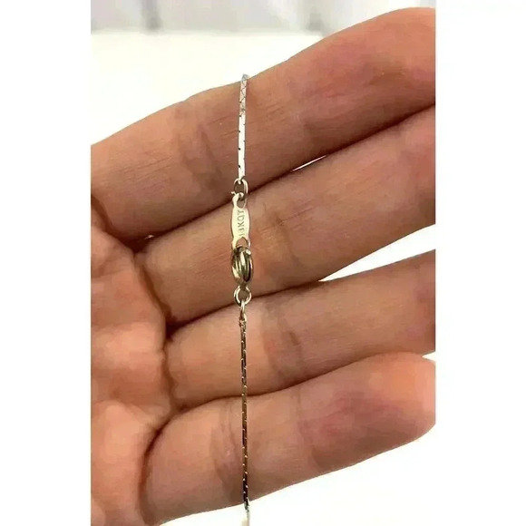 18k GT Chain 17" Necklace Faux Pearl Pink Design Teardrop Pendant - Picture 9 of 15